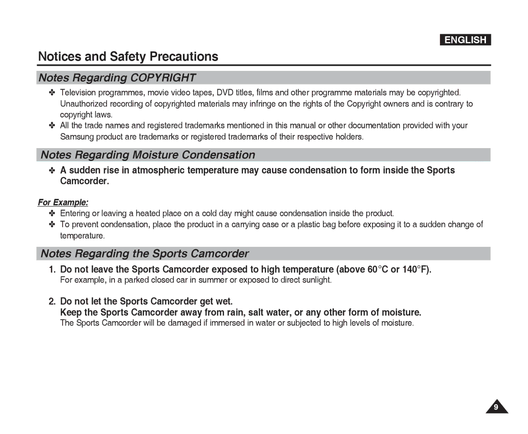 Samsung VP-X300L manual For Example 