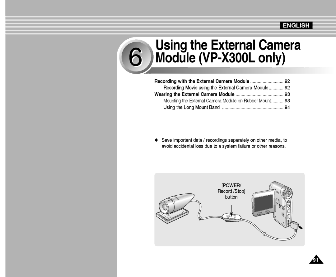 Samsung manual Module VP-X300L only 