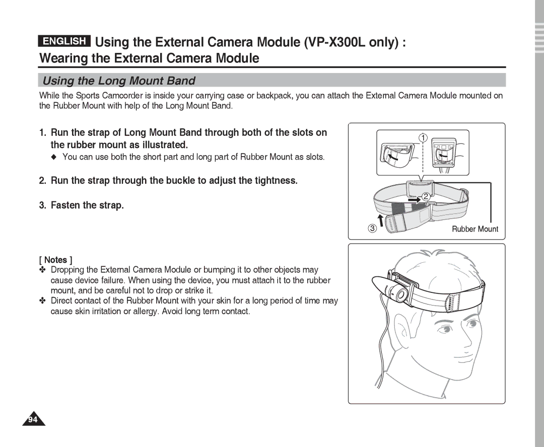 Samsung VP-X300L manual Using the Long Mount Band 