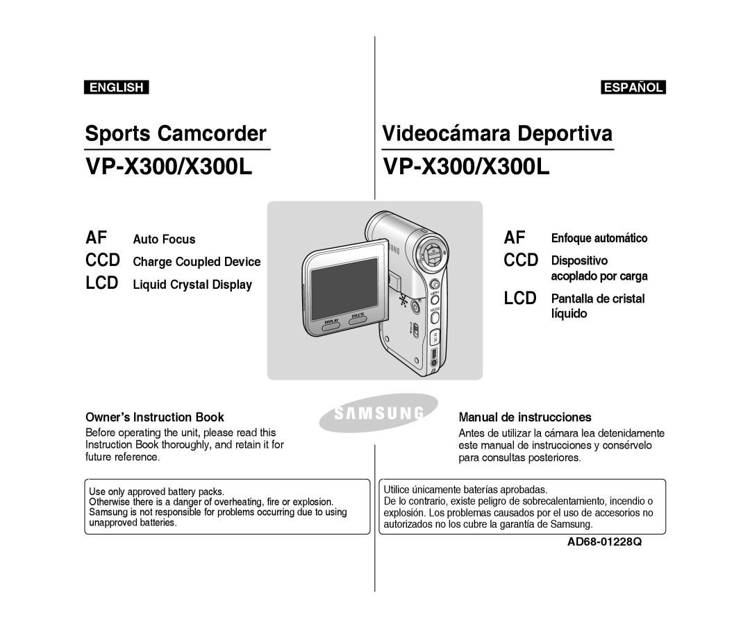 Samsung VP-X300/XEF, VP-X300L/XEF, VP-X300/XET, VP-X300L/XET, VP-X300L/XEE manual AD68-01228Q, Dispositivo acoplado por carga 