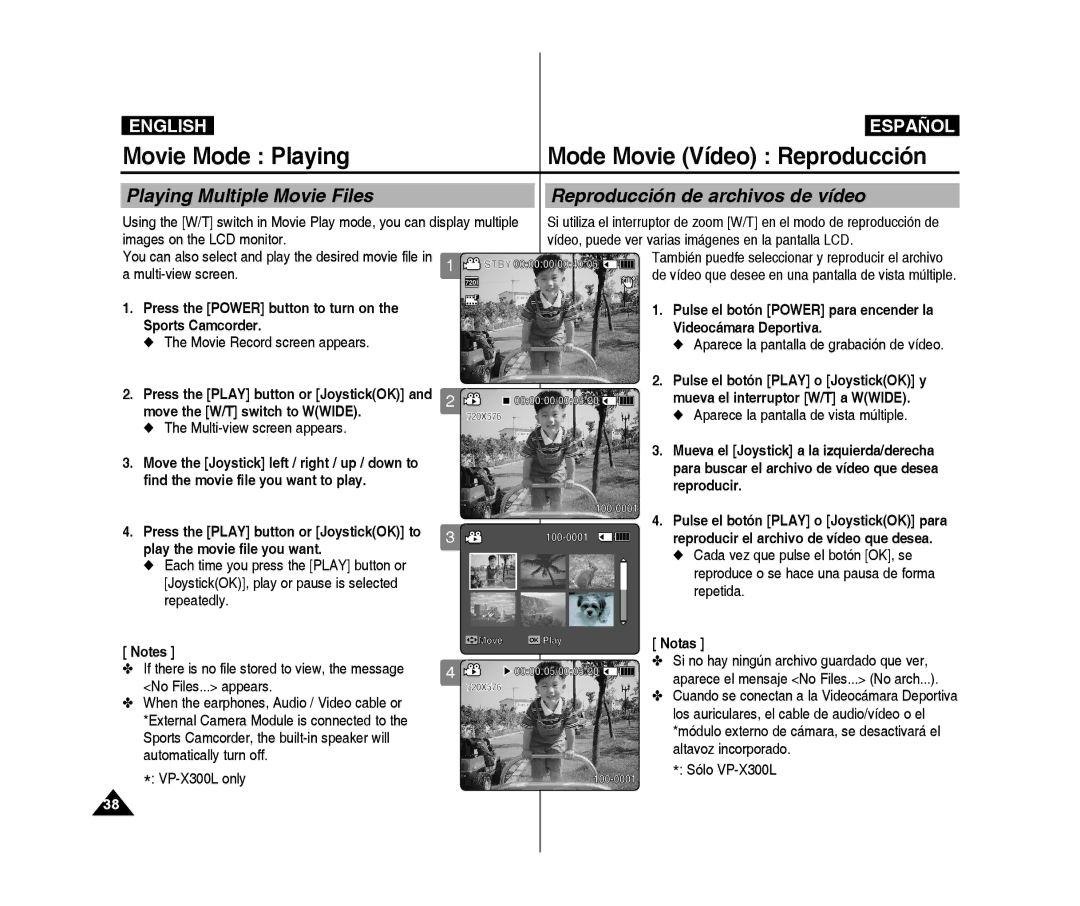 Samsung VP-X300/XET manual Move the W/T switch to Wwide, Multi-view screen appears, Find the movie file you want to play 