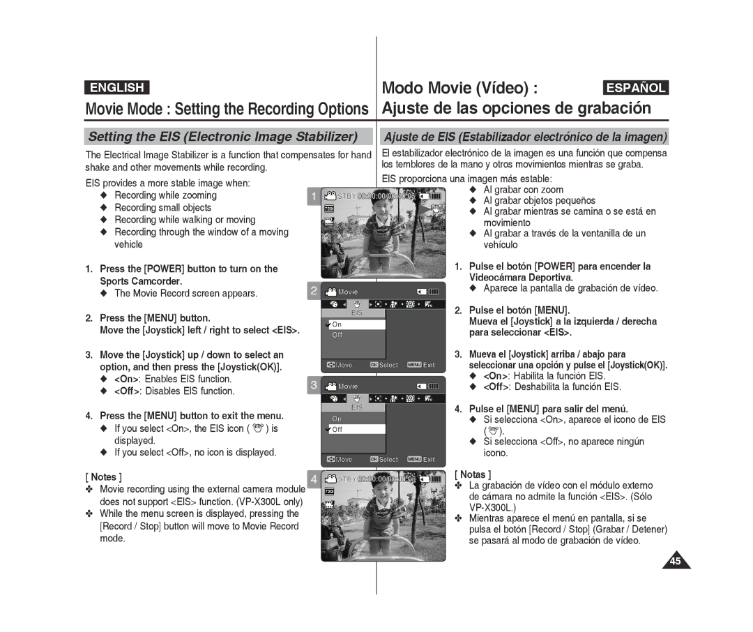 Samsung VP-X300L/XET manual Shake and other movements while recording, Al grabar objetos pequeños, Recording small objects 