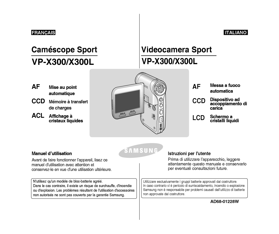 Samsung VP-X300/XEF manual ACL Affichage à cristaux liquides, Messa a fuoco automatica, Schermo a cristalli liquidi 