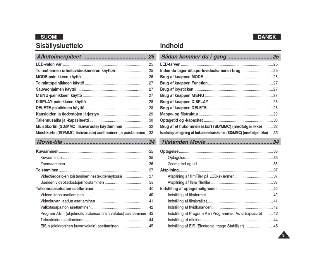 Samsung VP-X300/XEF, VP-X300L/XEF manual 25 Sådan kommer du i gang, Indstilling af EIS Electronic Image Stabilizer 