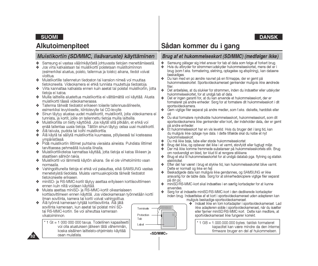 Samsung VP-X300L/XEF, VP-X300/XEF manual Muistikortin SD/MMC, lisävaruste käyttäminen 