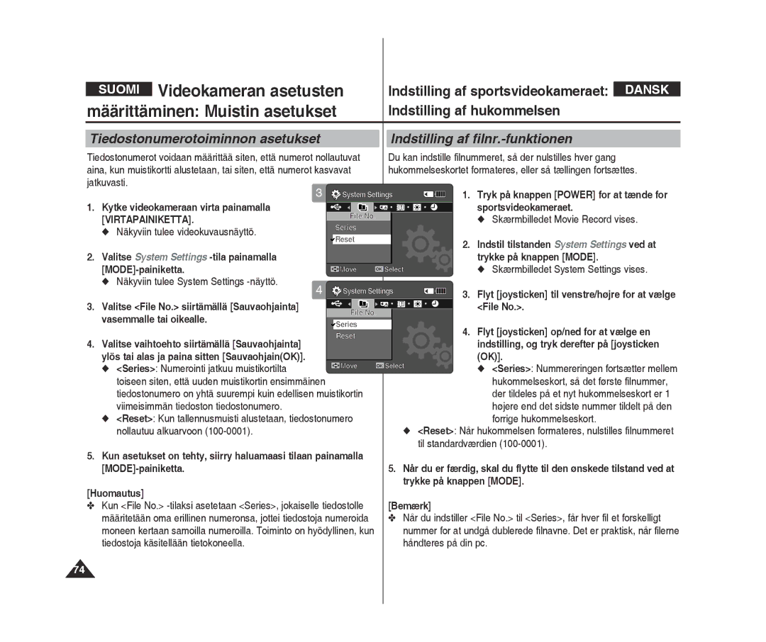 Samsung VP-X300L/XEF, VP-X300/XEF manual Määrittäminen Muistin asetukset, Indstilling af hukommelsen, File No 