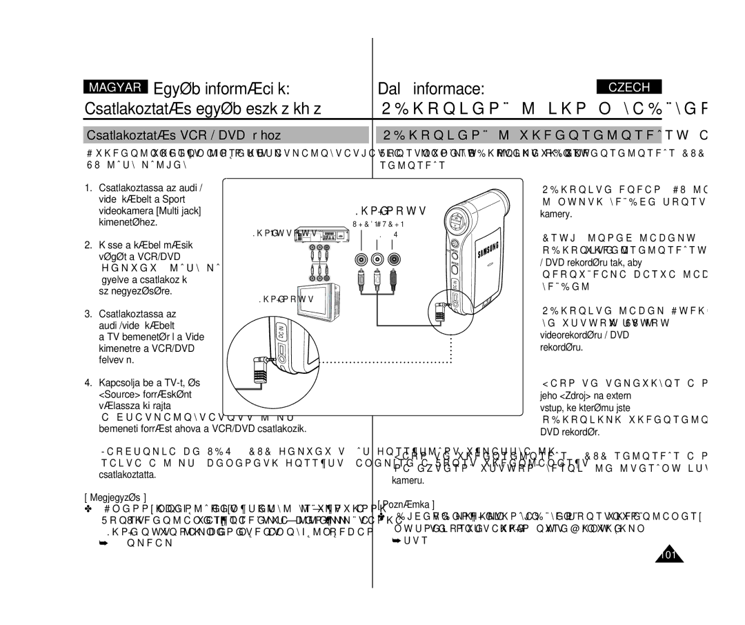 Samsung VP-X300L/XEO manual TV bemenetéröl a Videó kimenetre a VCR/DVD felvevön, Line Input, 101 