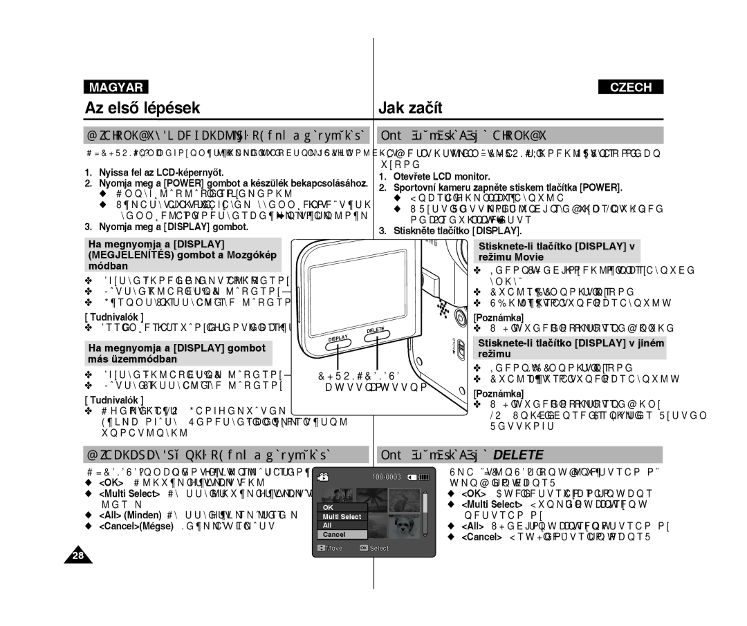 Samsung VP-X300L/XEO manual Display Megjelenítés gomb használata, Používání tlačítka Display 