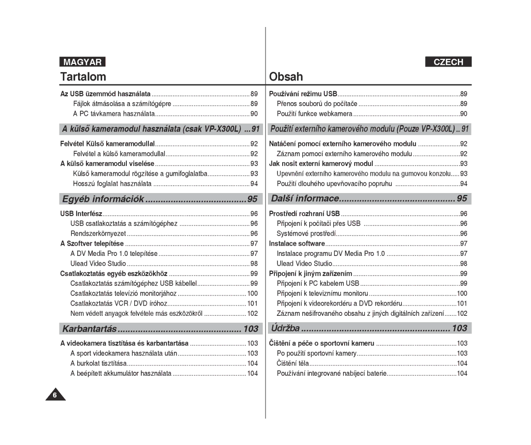 Samsung VP-X300L/XEO manual 103, 100, 101, 102 