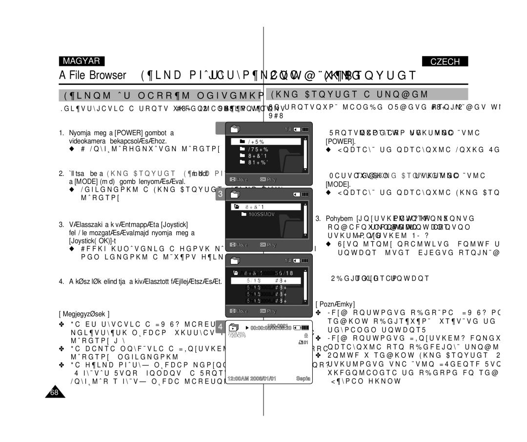 Samsung VP-X300L/XEO manual File Browser Fájlböngésző használata Používání File Browser, Fájlok és mappák megtekintése 