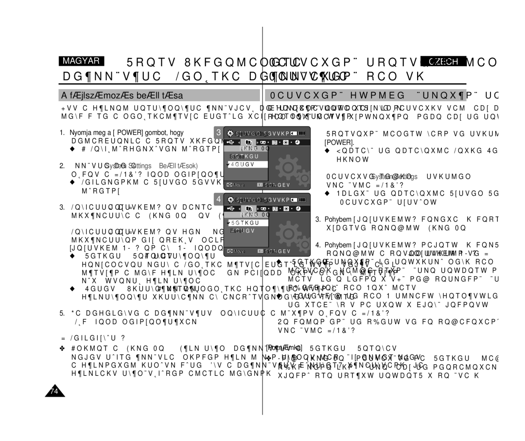 Samsung VP-X300L/XEO manual Beállítása Memória beállítása Nastavení paměti 