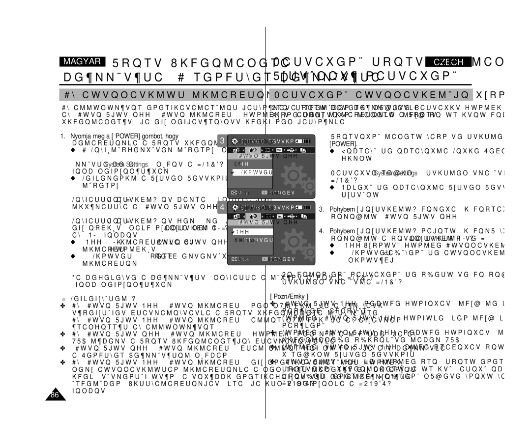 Samsung VP-X300L/XEO Gomb megnyomásával, Egy opciót, majd nyomja meg a joystickOK-on, Az OK gombot, Kikapcs. funkciót 