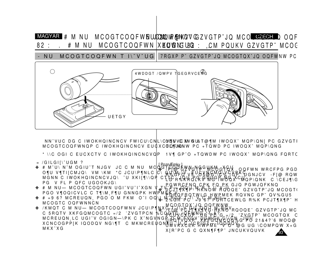 Samsung VP-X300L/XEO Külső kameramodul rögzítése a gumifoglalatba, Pouze VP-X300L Jak nosit externí kamerový modul, Screw 