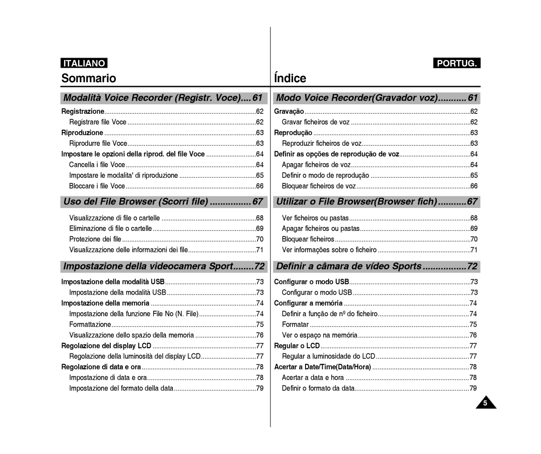 Samsung VP-X300L/XET, VP-X300/XET manual Visualizzazione dello spazio della memoria 