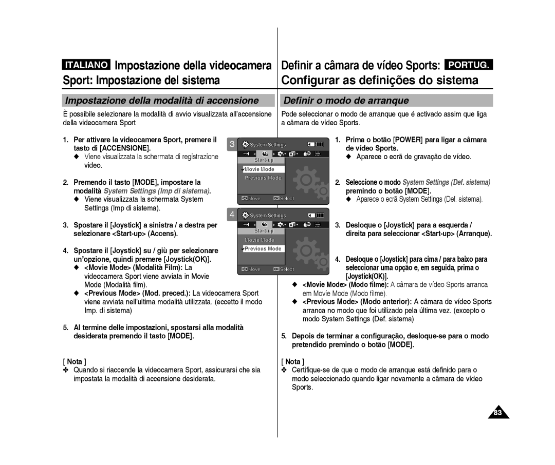 Samsung VP-X300L/XET, VP-X300/XET manual Movie Mode Modalità Film La, JoystickOK, Desiderata premendo il tasto Mode 