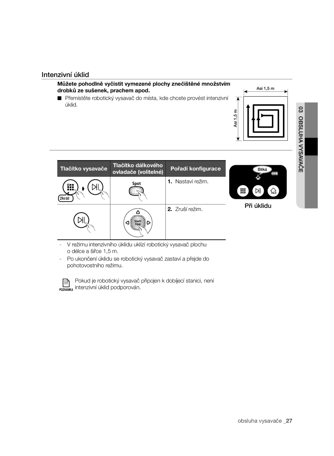 Samsung VR10ATBATRD/EO, VR10ATBATBB/EO manual Intenzivní úklid, Drobků ze sušenek, prachem apod, Ovladače volitelné 