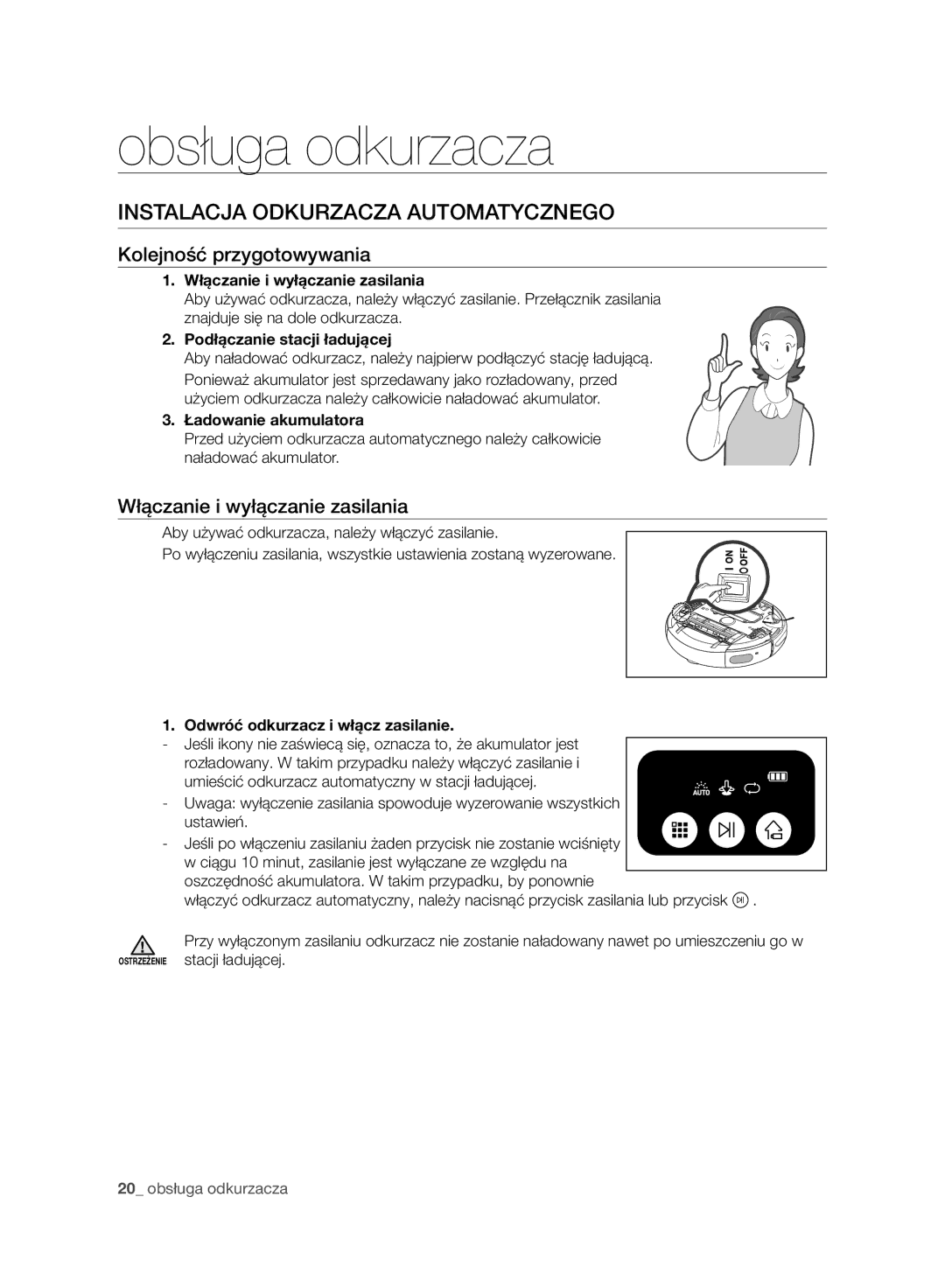 Samsung VR10ATBATBB/EO, VR10ATBATGY/EG Obsługa odkurzacza, Instalacja Odkurzacza Automatycznego, Kolejność przygotowywania 