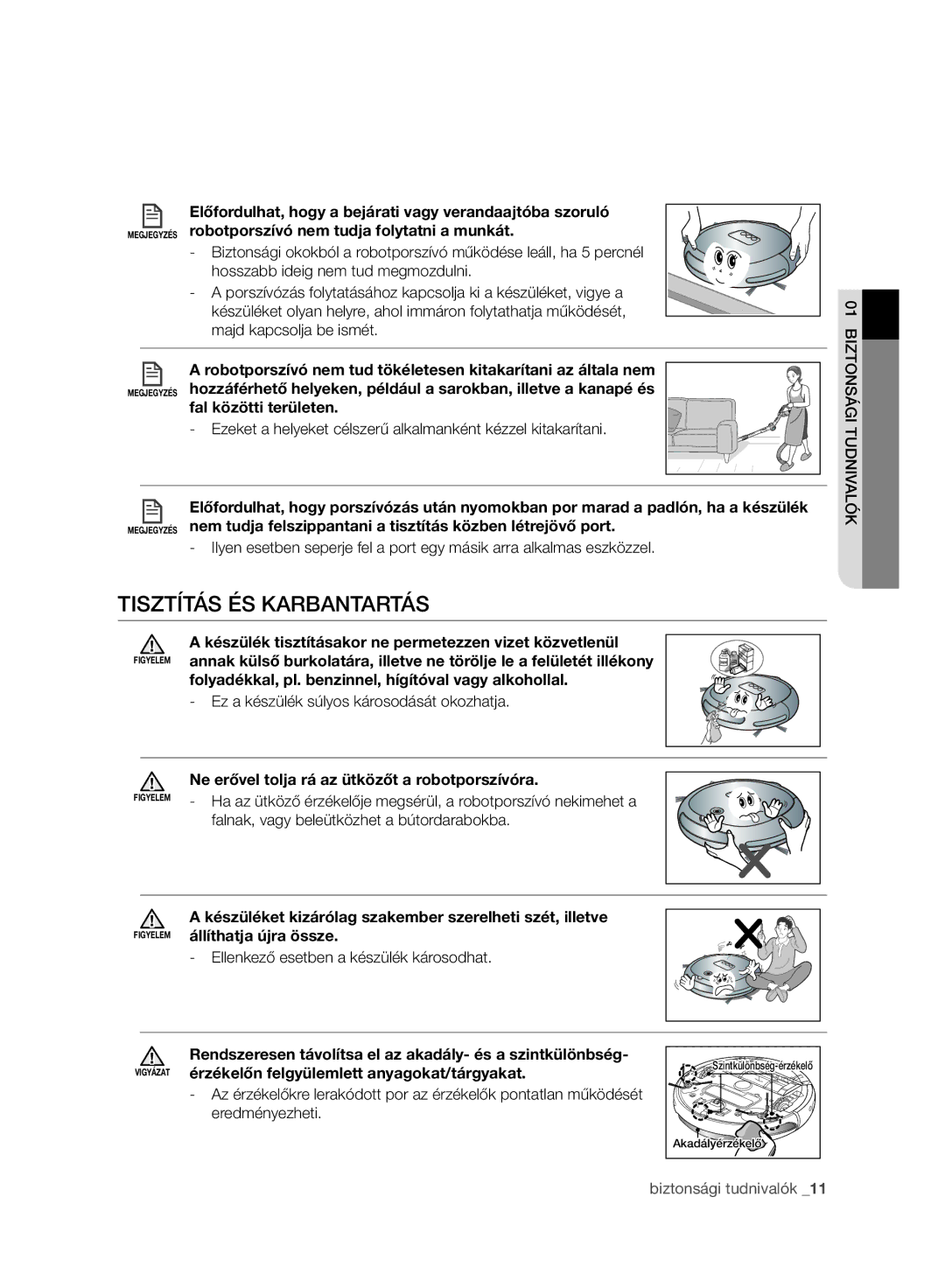 Samsung VR10ATBATGY/EG, VR10ATBATBB/EO, VR10BTBATBB/EF, VR10ATBATGY/EF, VR10BTBATBB/EG manual Tisztítás ÉS Karbantartás 