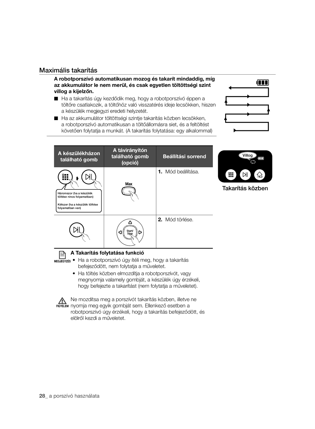 Samsung VR10ATBATGY/SW, VR10ATBATBB/EO, VR10ATBATGY/EG, VR10BTBATBB/EF, VR10ATBATGY/EF, VR10BTBATBB/EG Maximális takarítás 