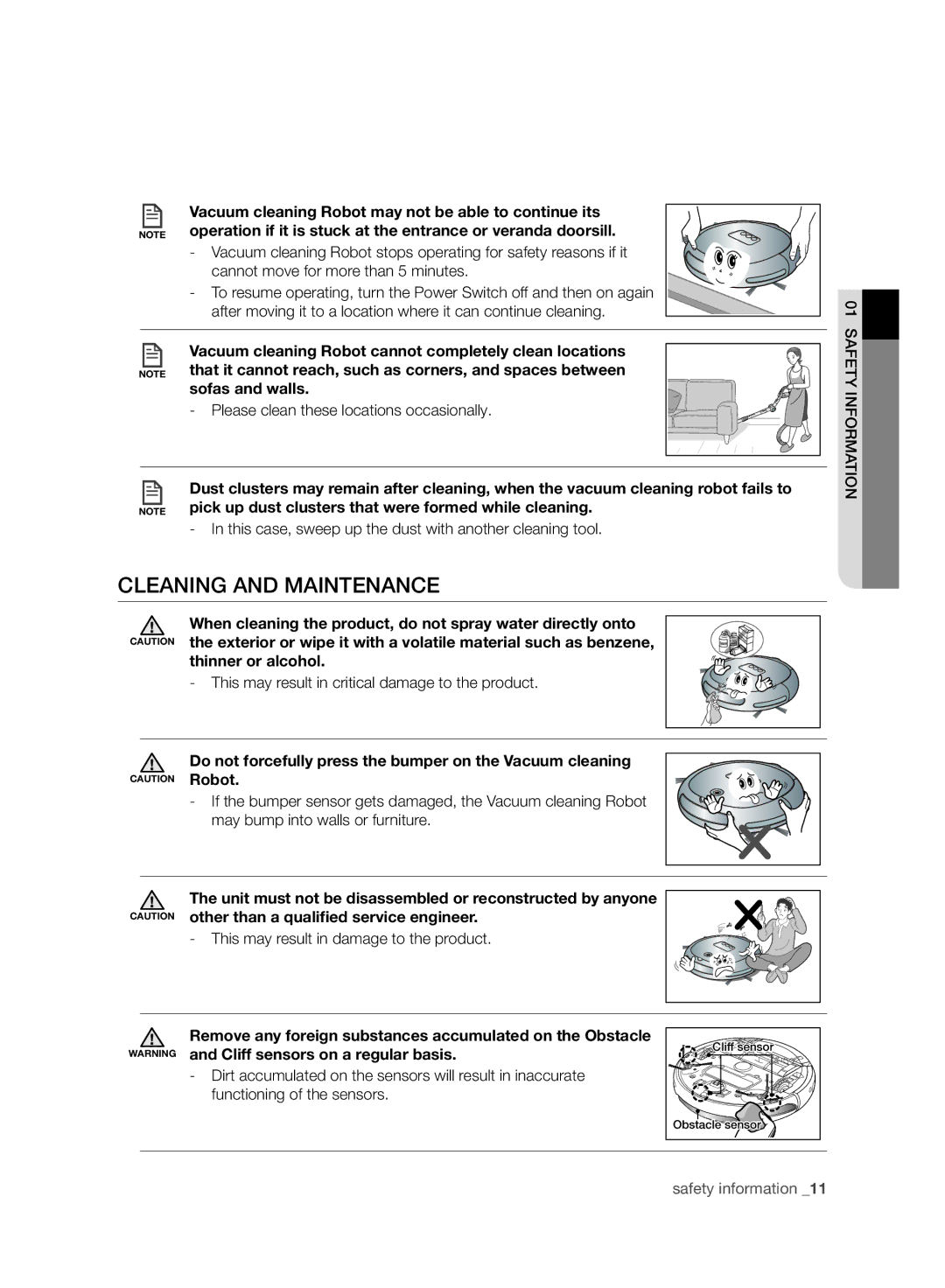 Samsung VR10BTBATBB/ML, VR10ATBATBB/EO, VR10ATBATGY/EG, VR10BTBATBB/EG, VR10ATBATUB/EE manual Cleaning and Maintenance 