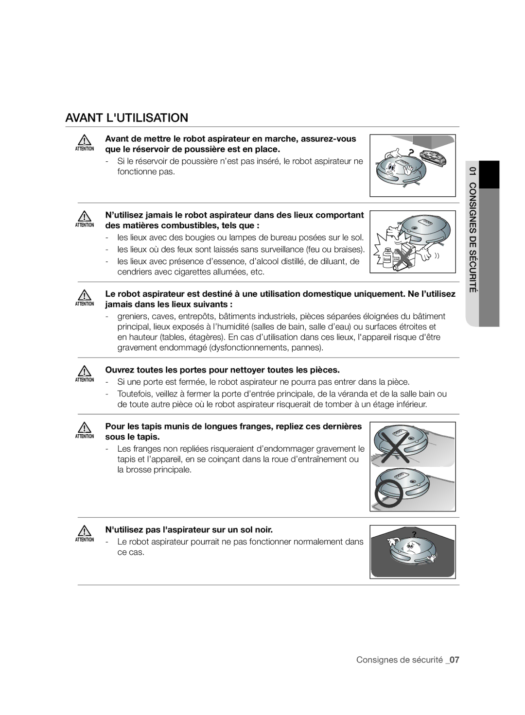 Samsung VR10ATBATGY/EF, VR10BTBATBB/EF, VR10BTBATBB/EG manual Avant Lutilisation 