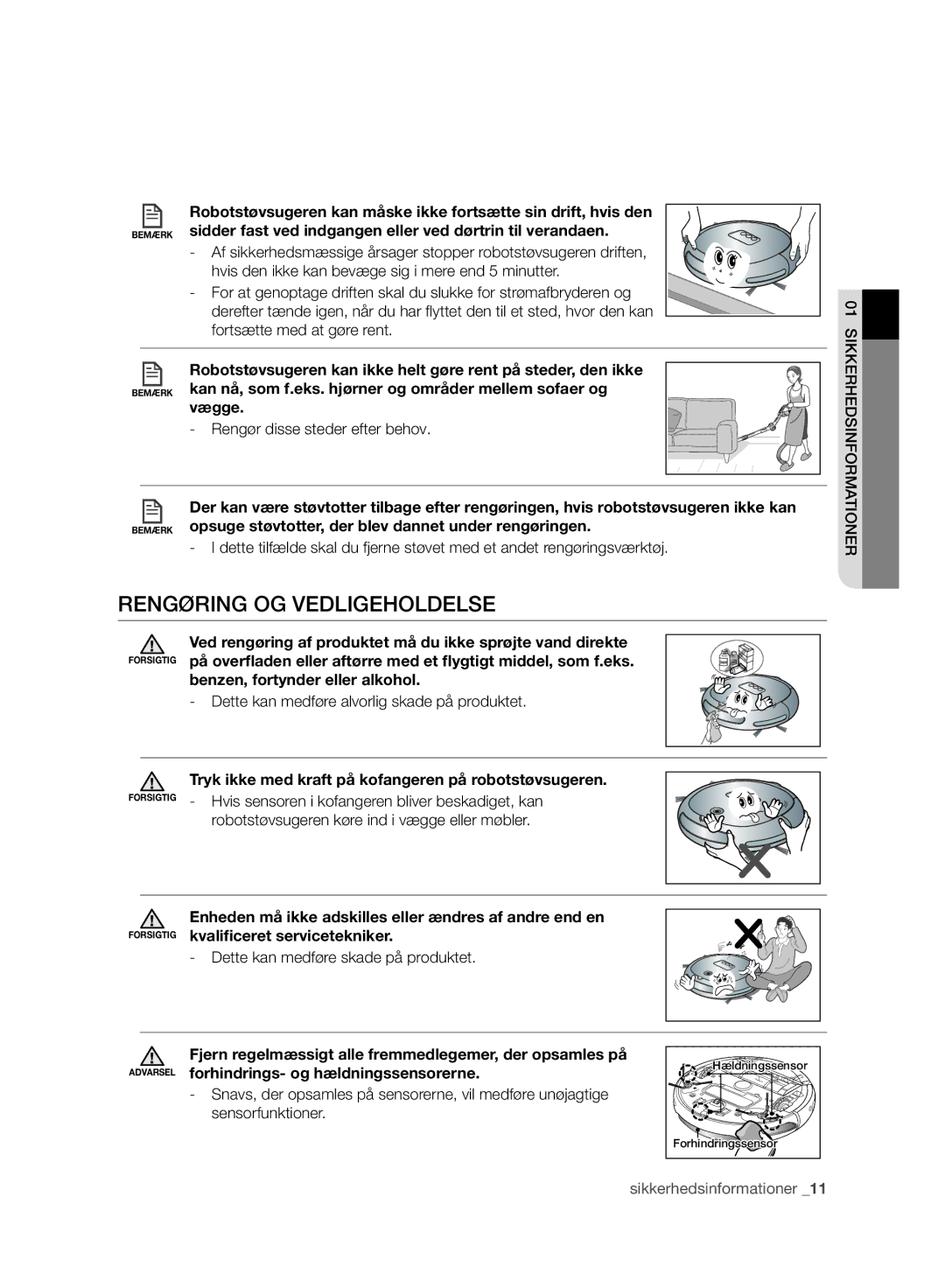 Samsung VR10BTBATBB/ET, VR10BTBATBB/EG, VR10ATBATUB/ET, VR10BTBATBB/EE, VR10ATBATUB/EE manual Rengøring OG Vedligeholdelse 