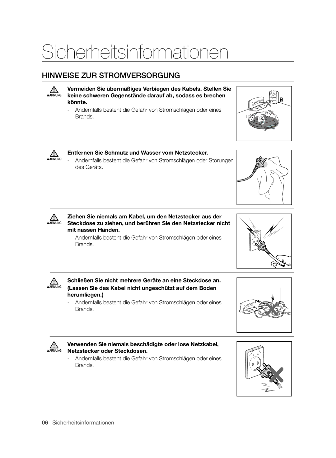 Samsung VR10BTBATGY/SW, VR10BTBATBB/EG, VR10BTBATUB/SW, VR10BTBATBB/ML, VR10BTBATBB/SW manual Hinweise ZUR Stromversorgung 