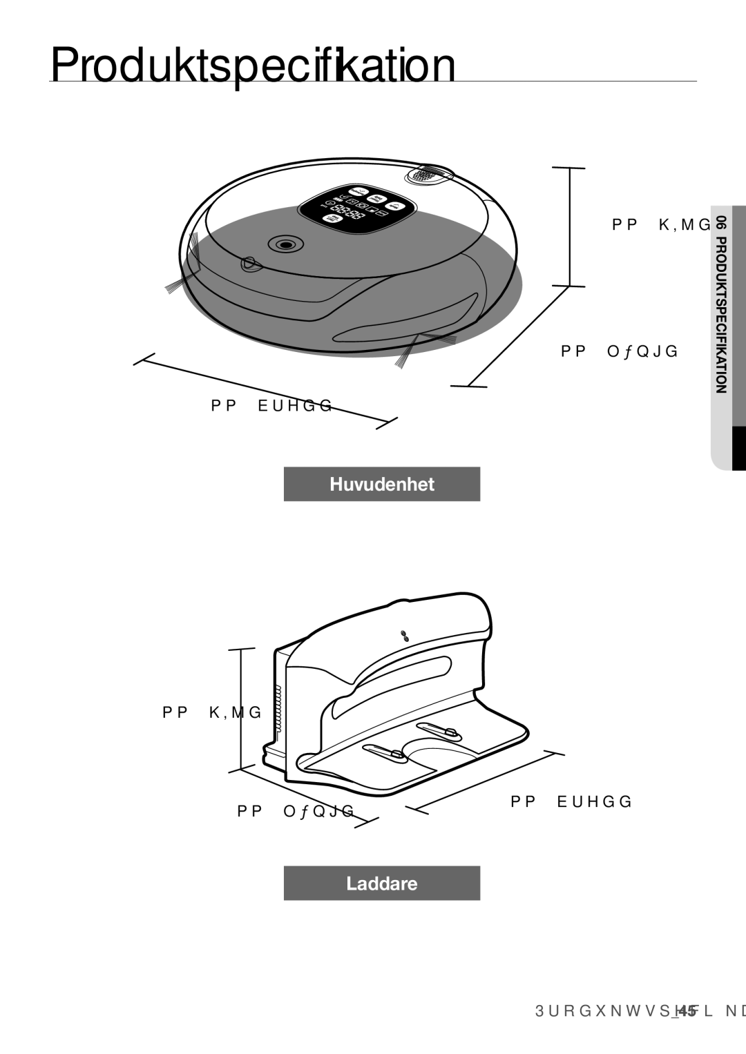 Samsung VR10F53TBCG/EE manual Produktspeciﬁkation, PpK¸Mg PpOqjg PpEuhgg 