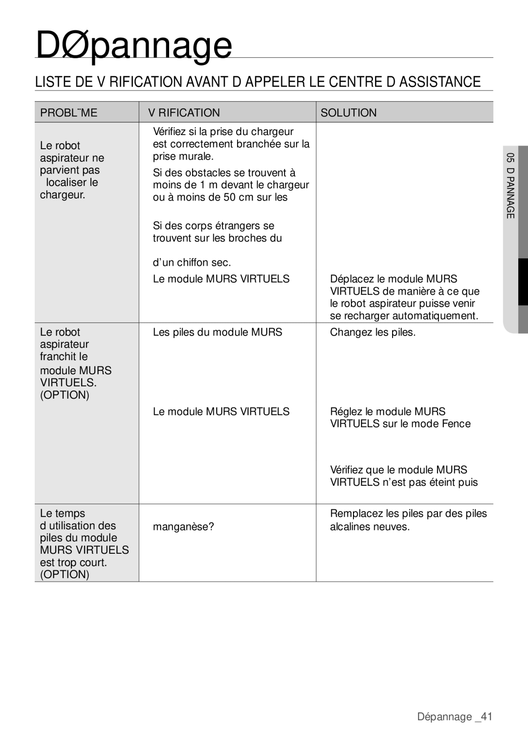 Samsung VR10F53TBCG/EF manual Parvient pas, Localiser le, Chargeur, Franchit le Module Murs, Le temps, ’utilisation des 