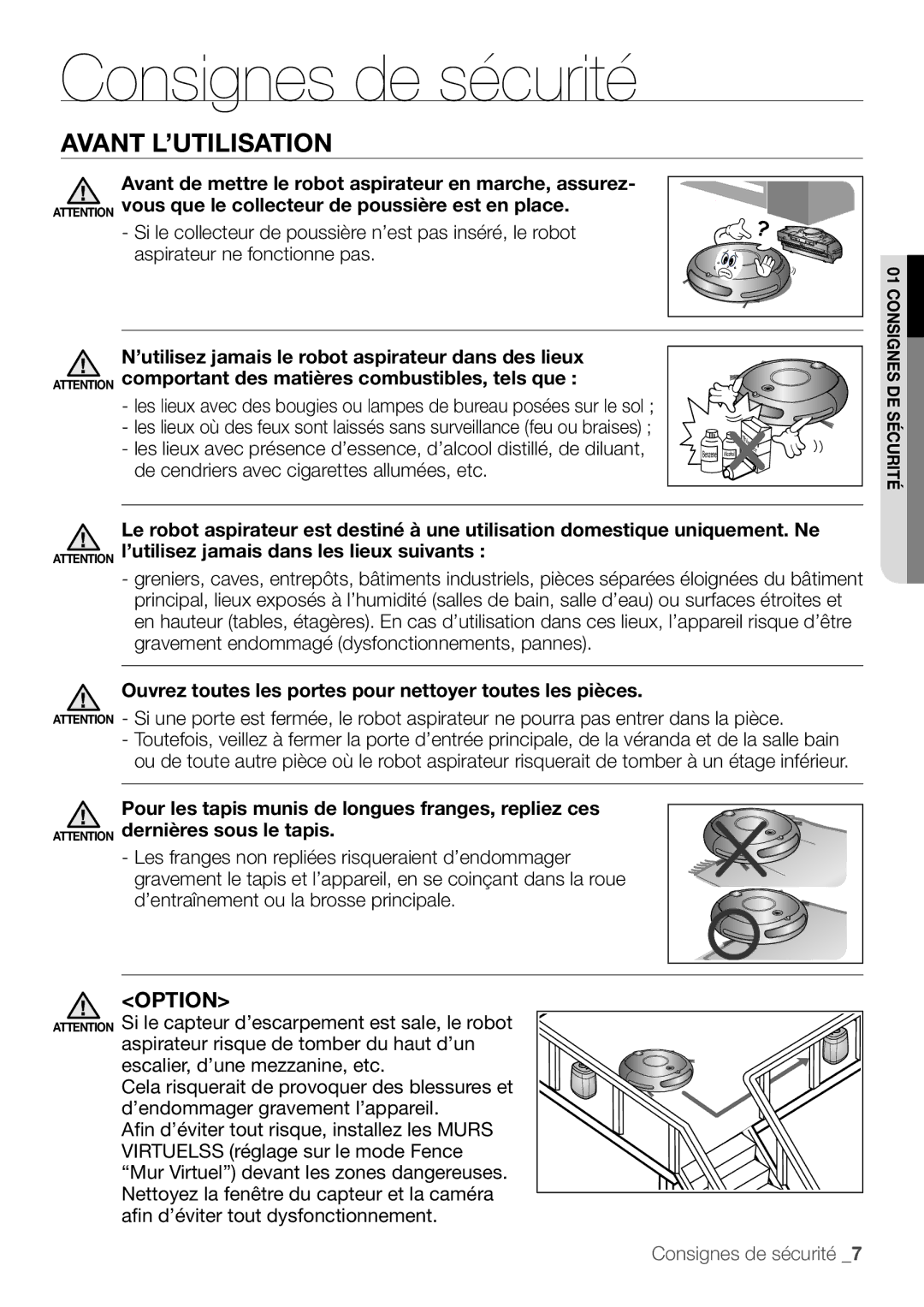 Samsung VR10F53TBCG/EF, VR10F53TBDB/EF manual Avant L’UTILISATION, Avant de mettre le robot aspirateur en marche, assurez 