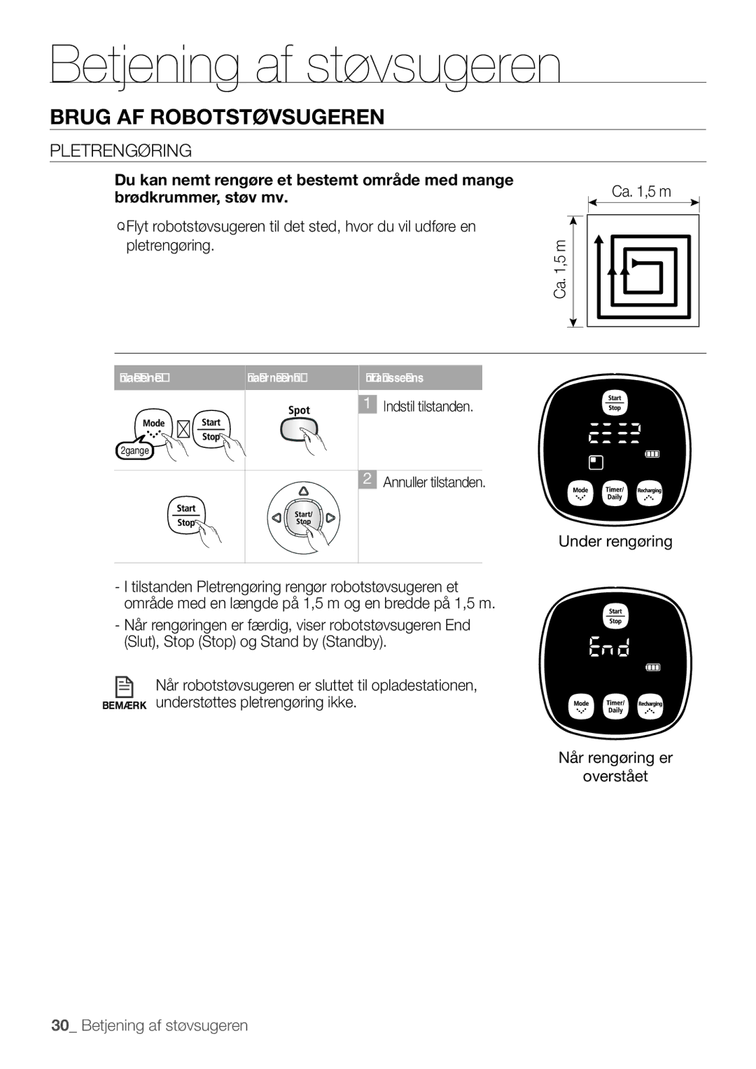 Samsung VR10F53UBAK/EE manual Pletrengøring, Under rengøring 