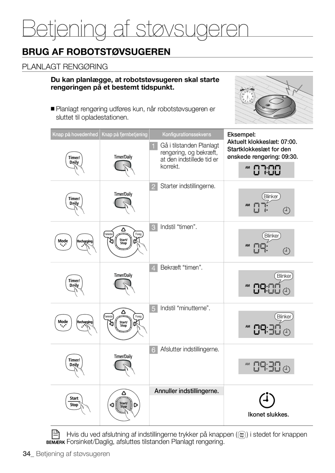 Samsung VR10F53UBAK/EE manual Planlagt rengøring 