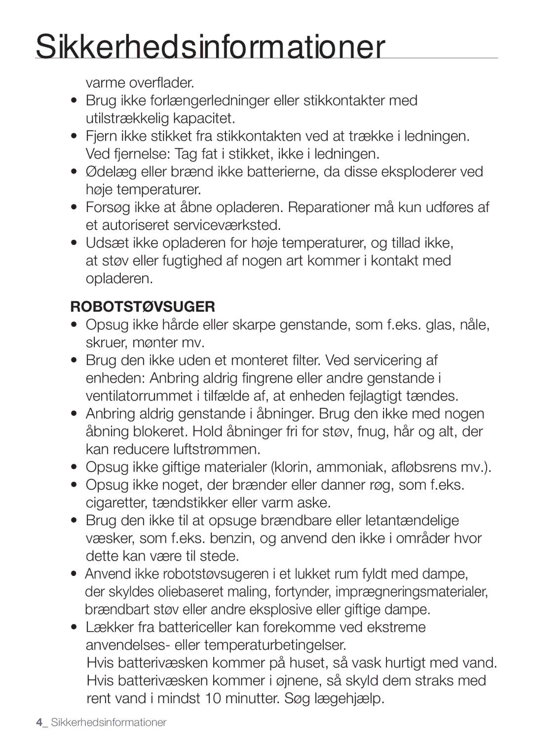 Samsung VR10F53UBAK/EE manual Robotstøvsuger 