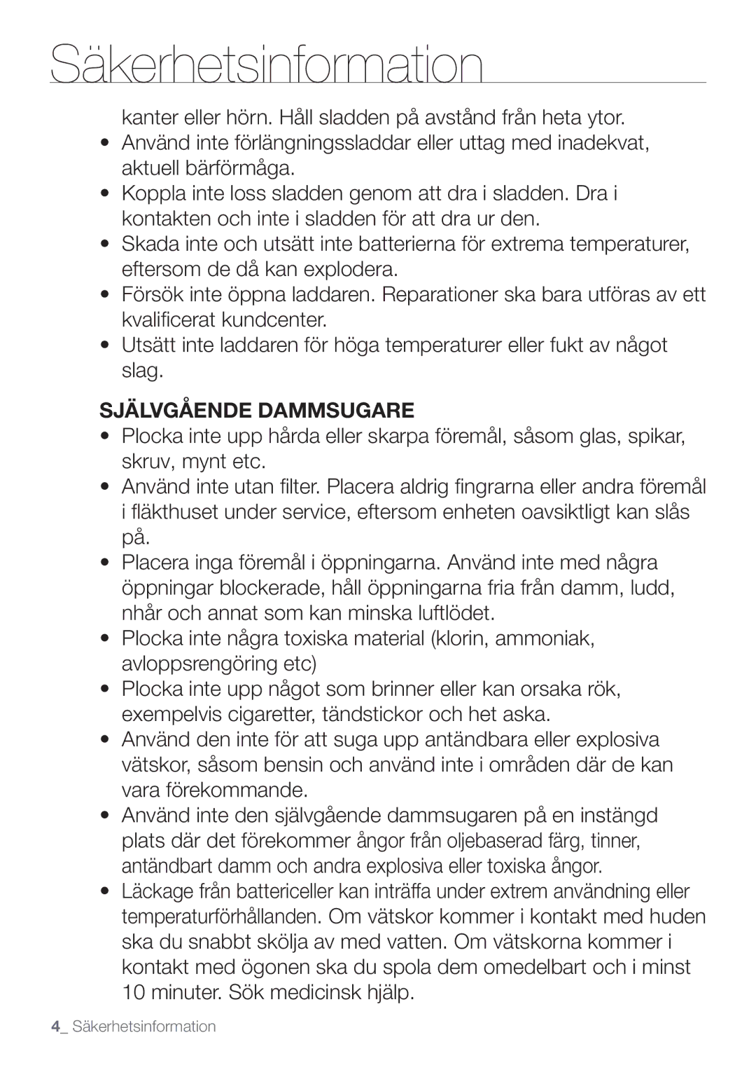 Samsung VR10F53UBAK/EE manual Självgående Dammsugare 