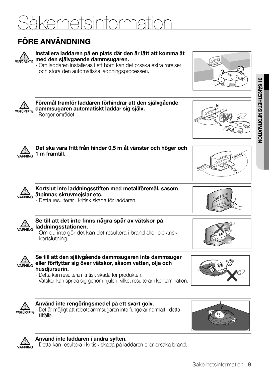 Samsung VR10F53UBAK/EE manual Rengör området, Detta resulterar i kritisk skada för laddaren, Husdjursurin 