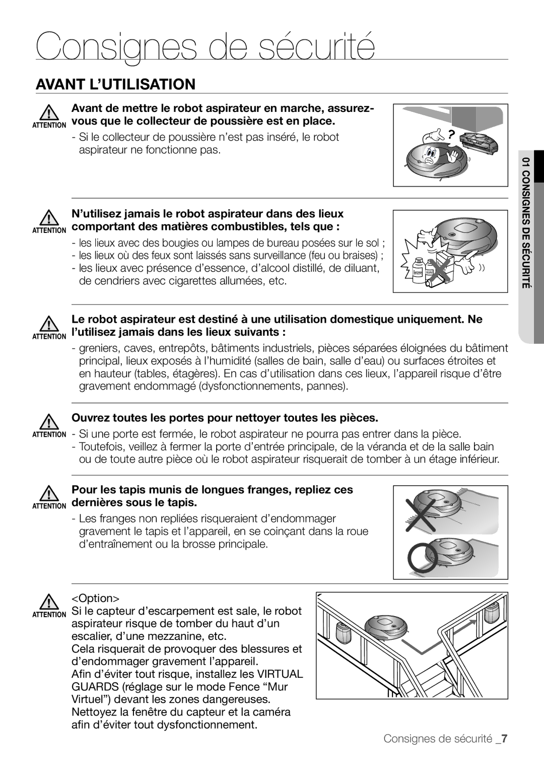 Samsung VR10F53TBDR/EF, VR10F53UBAK/EF manual Avant L’UTILISATION, Avant de mettre le robot aspirateur en marche, assurez 