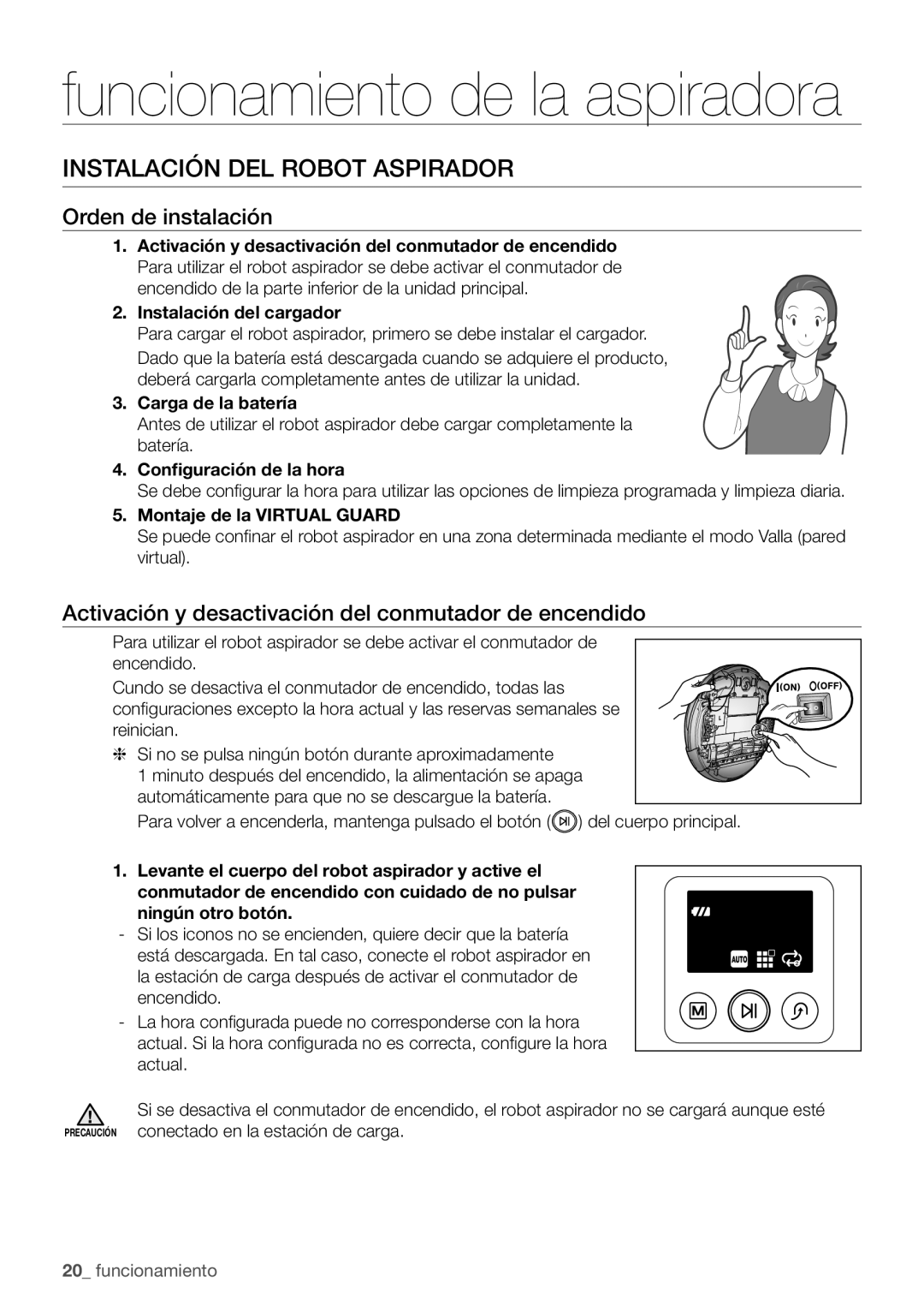 Samsung VR10F71UCBC/EE manual Funcionamiento de la aspiradora, Instalación DEL Robot Aspirador, Orden de instalación 