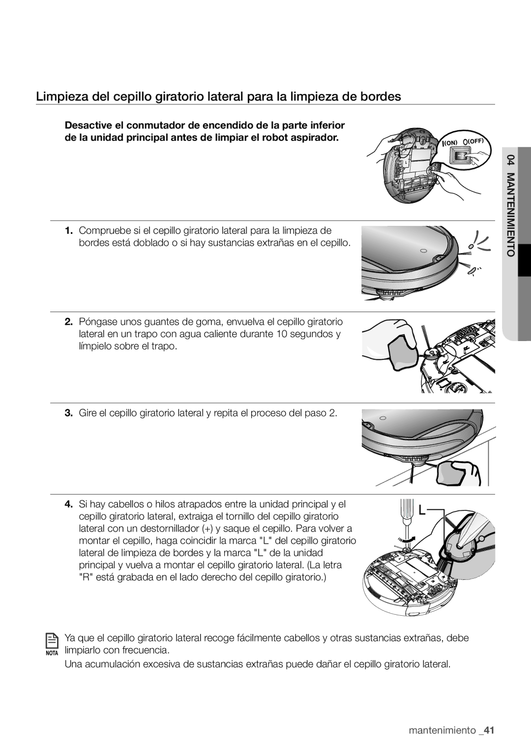 Samsung VR10F71UCBC/EE manual Mantenimiento 