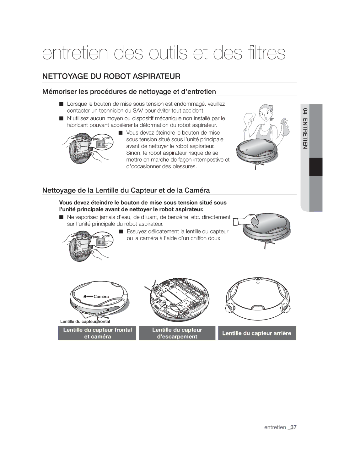 Samsung VR10F71UCBC/EF manual Nettoyage DU Robot Aspirateur, Mémoriser les procédures de nettoyage et d’entretien 