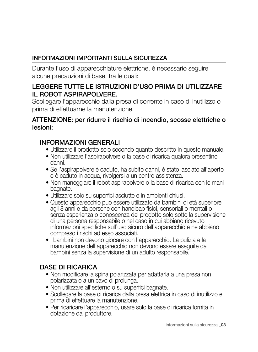 Samsung VR10F71UCBC/EG, VR10F71UCBC/EO, VR10F71UCBC/SW manual Informazioni Generali, Informazioni Importanti Sulla Sicurezza 