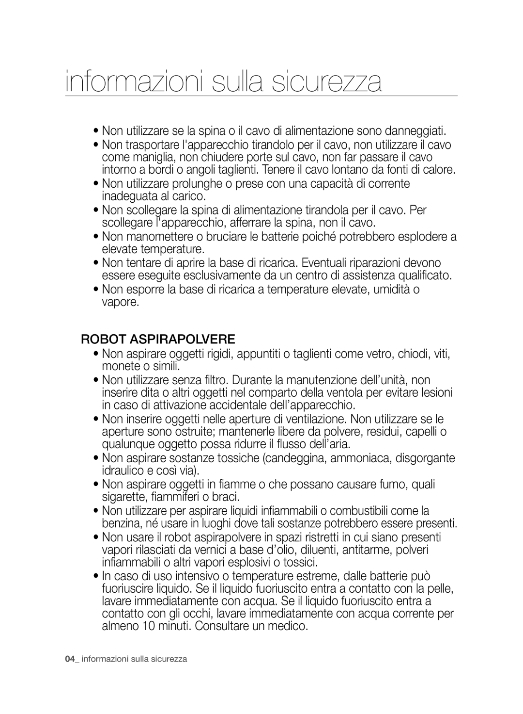 Samsung VR10F71UCBC/EO, VR10F71UCBC/EG, VR10F71UCBC/SW manual Robot Aspirapolvere 