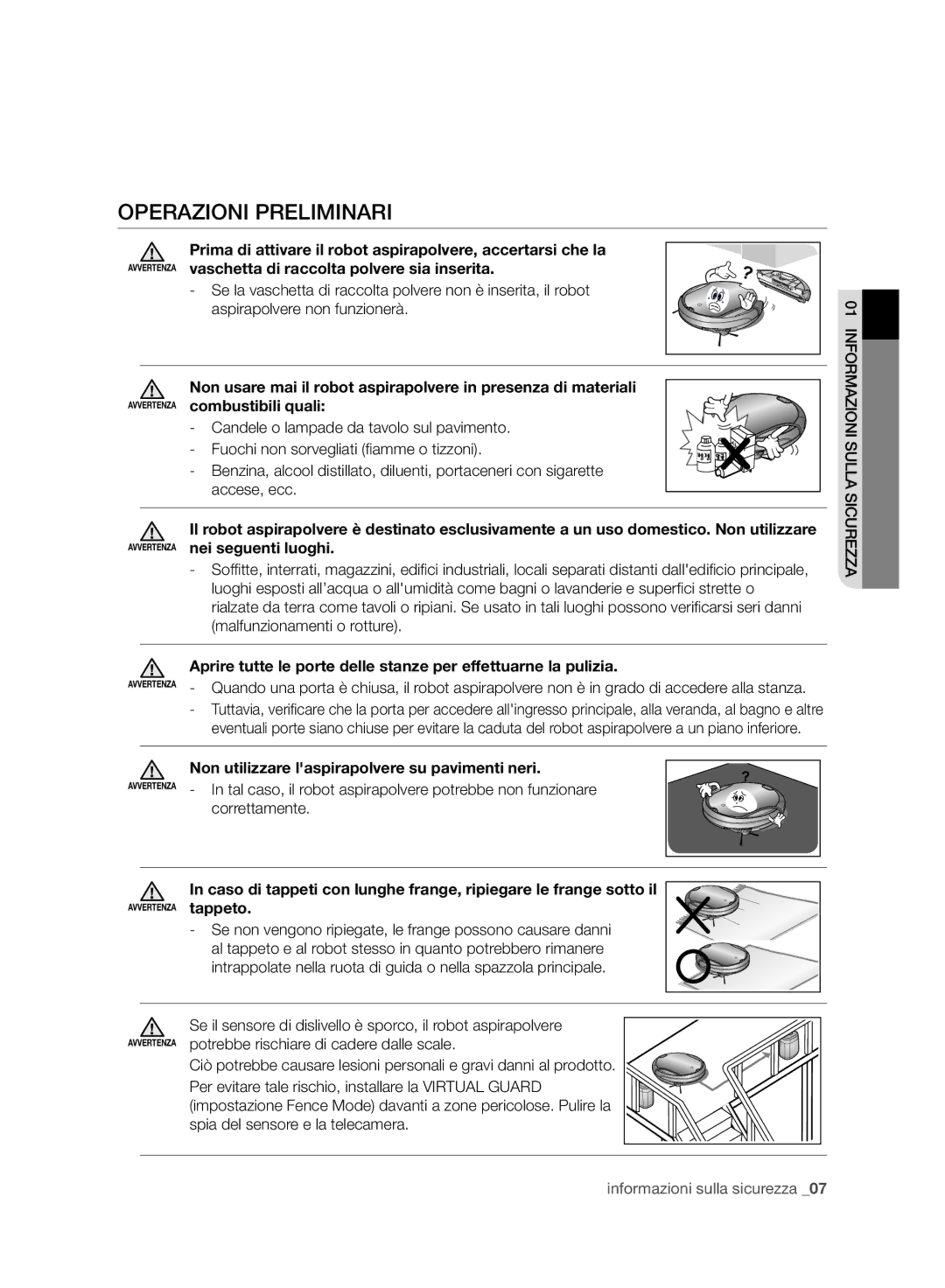 Samsung VR10F71UCBC/EO, VR10F71UCBC/EG, VR10F71UCBC/SW manual Operazioni Preliminari 