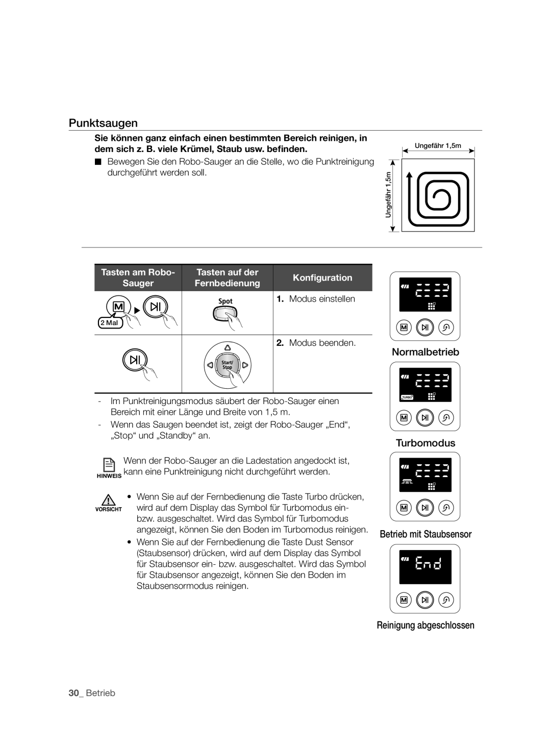 Samsung VR10F71UCBC/EG, VR10F71UCBC/EO, VR10F71UCBC/SW manual Punktsaugen 