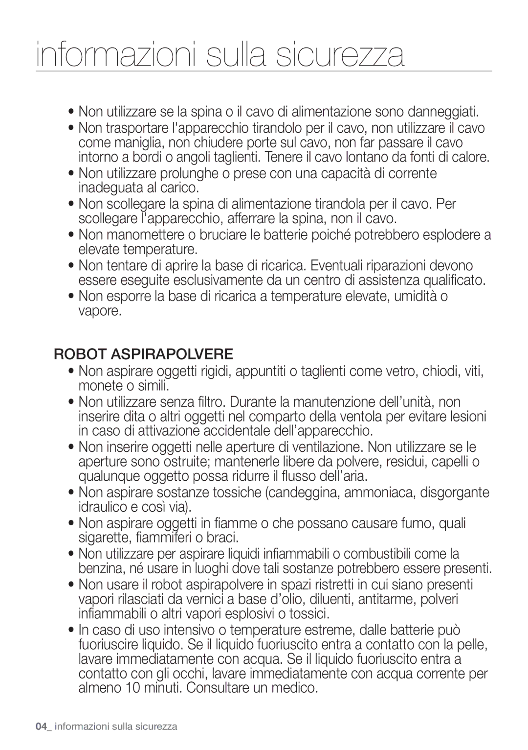 Samsung VR10F71UCBN/ET, VR10F71UCBC/ET manual Robot Aspirapolvere 