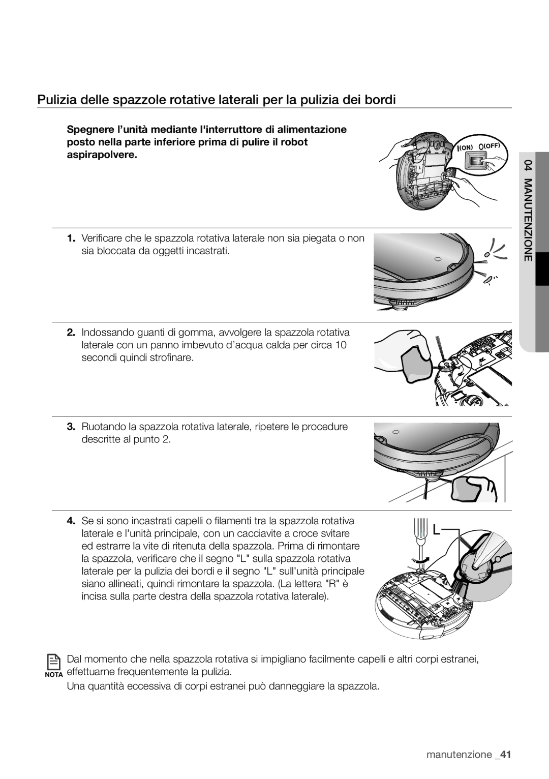 Samsung VR10F71UCBC/ET, VR10F71UCBN/ET manual Manutenzione 