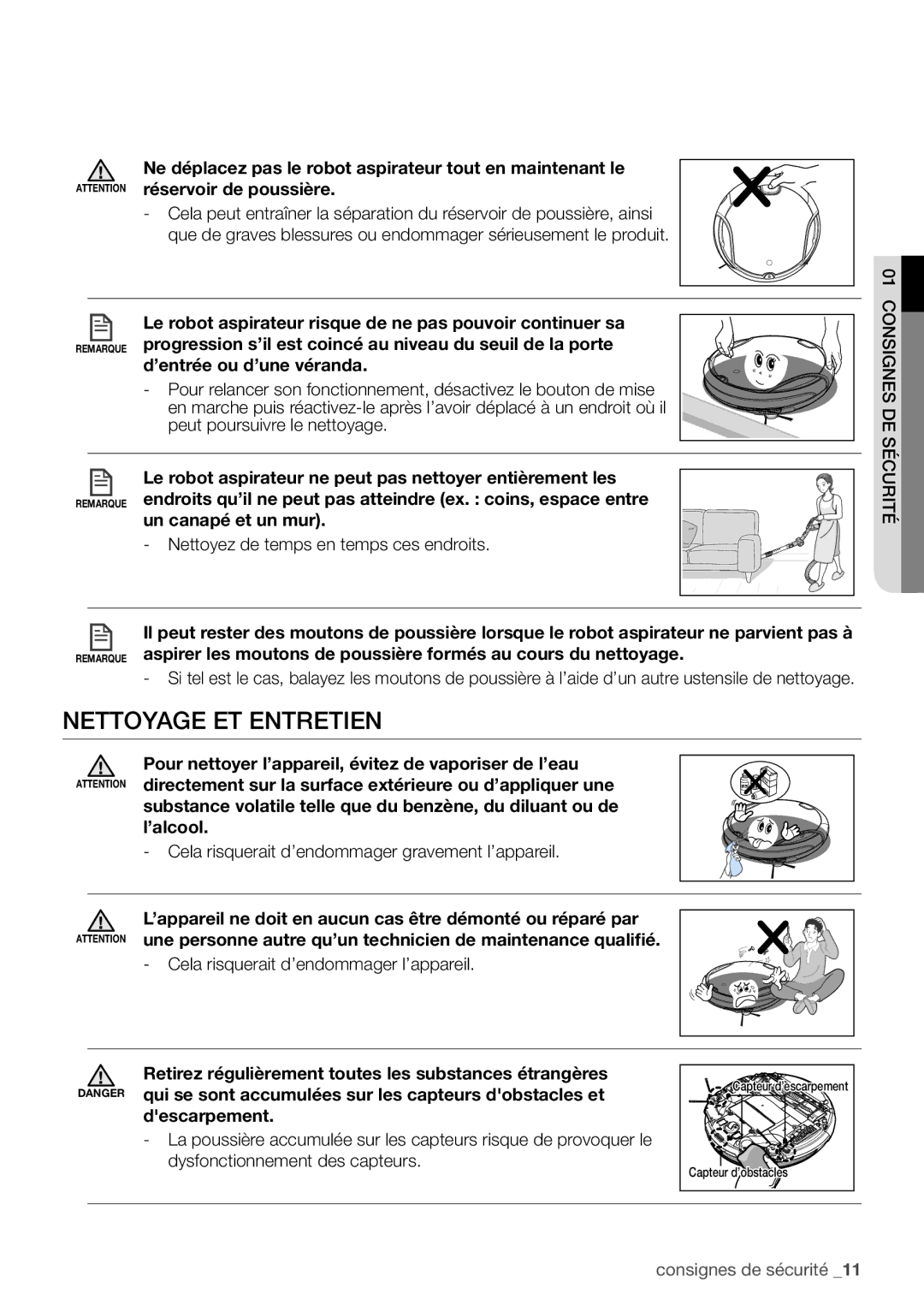 Samsung VR10F71UCCN/EF manual Nettoyage et entretien 