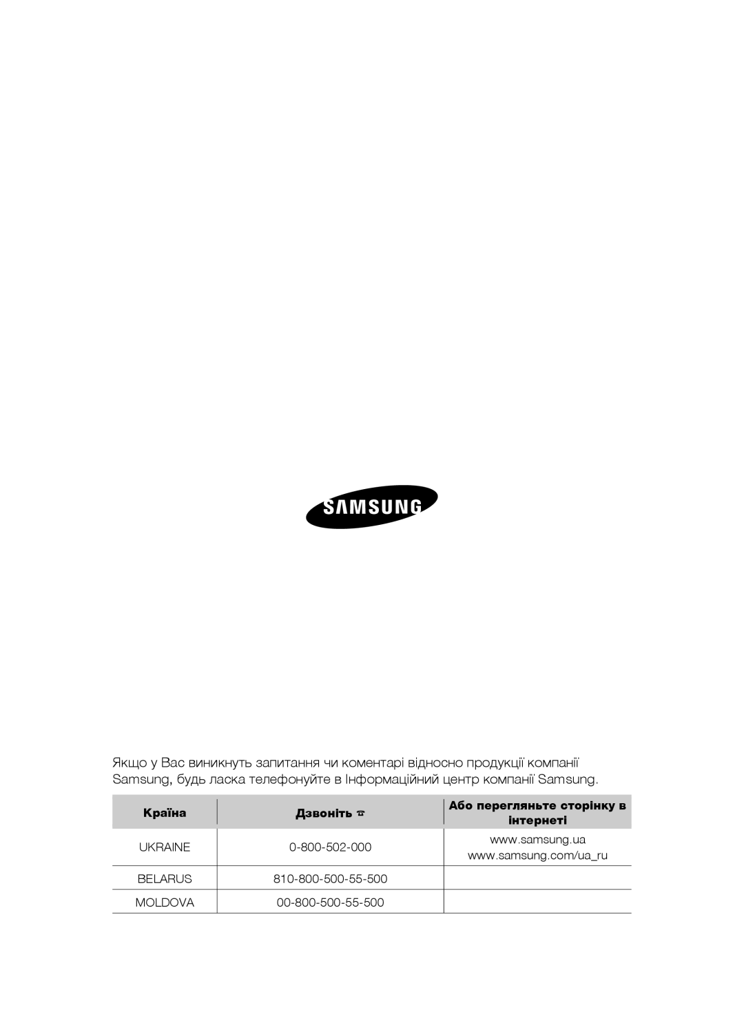 Samsung VR10F71UCEC/EV, VR10F71UCBC/EV manual Країна, Інтернеті, 800-502-000 