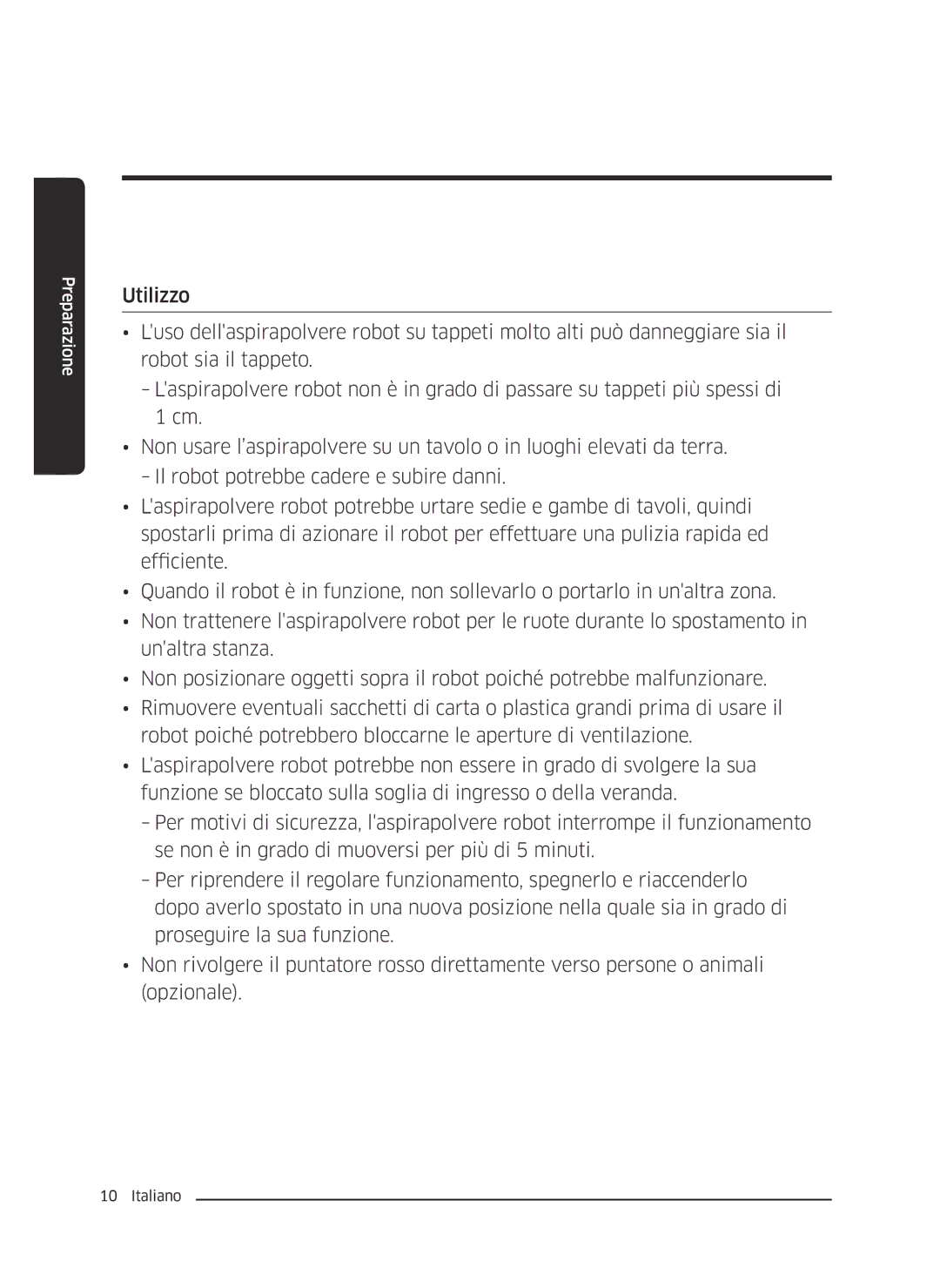 Samsung VR10J5054UD/ET, VR10J5010UA/ET, VR10J5034UC/ET manual Preparazione 