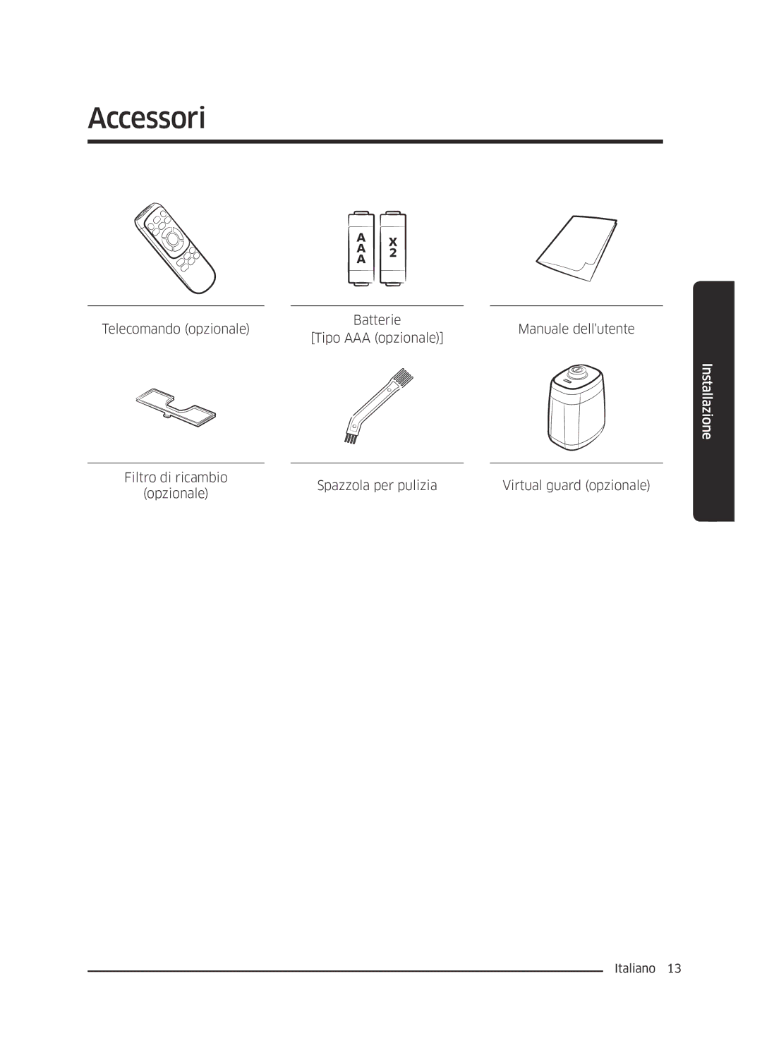 Samsung VR10J5054UD/ET, VR10J5010UA/ET, VR10J5034UC/ET manual Accessori 