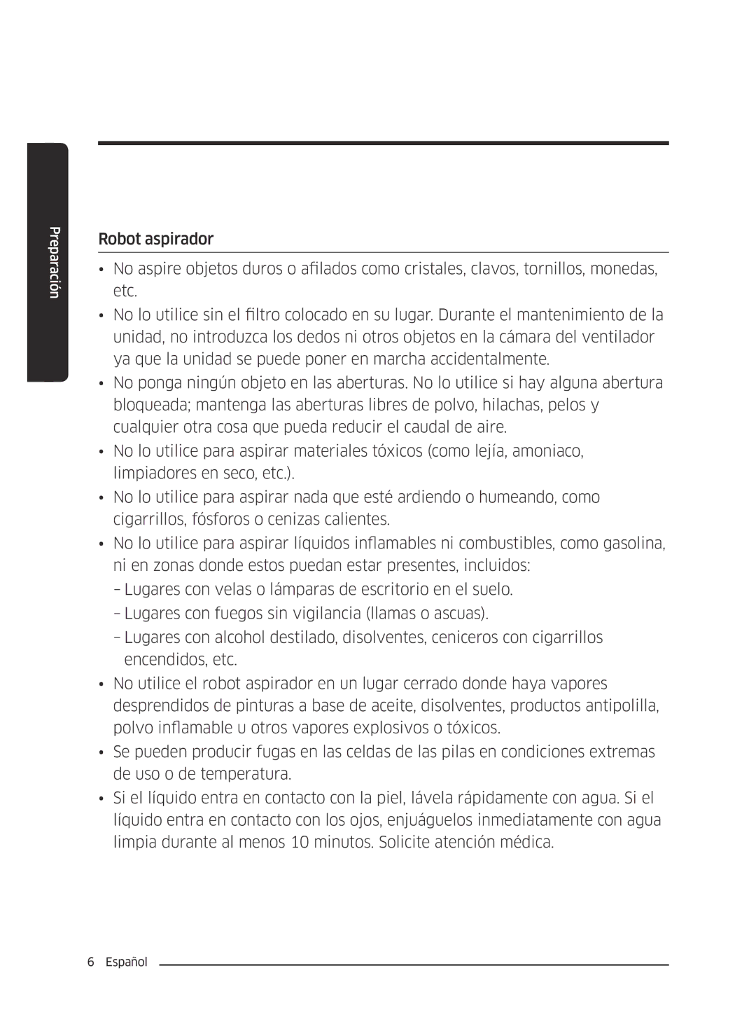 Samsung VR10J5010UA/ET, VR10J5054UD/ET, VR10J5034UC/ET manual Preparación 